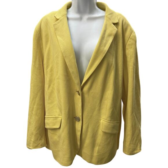 Talbots Jackets & Blazers - Talbots Women Blazer Jacket SZ 22 Yellow Nautical Anchor Lining 100% Cotton Knit
